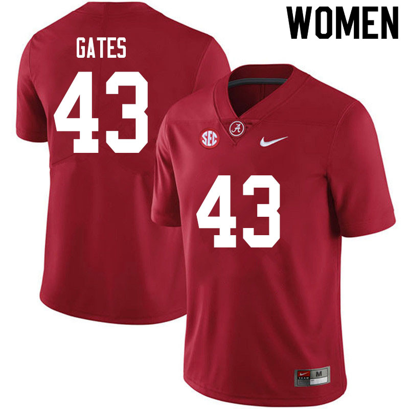Alabama Crimson Tide Women's A.J. Gates #43 Crimson NCAA Nike Authentic Stitched 2020 College Football Jersey NI16Q28DT